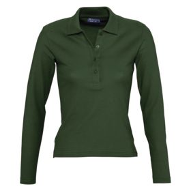 Рубашка поло женская с длинным рукавом Podium 210 темно-зеленая (P11317275)