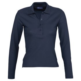 Рубашка поло женская с длинным рукавом Podium 210 темно-синяя (P11317318)