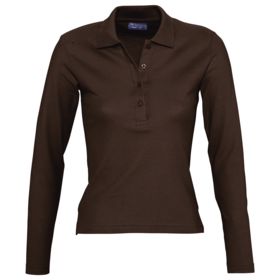 Рубашка поло женская с длинным рукавом Podium 210 шоколадно-коричневая (P11317398)