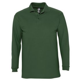 Рубашка поло мужская с длинным рукавом Winter II 210 темно-зеленая (P11353275)