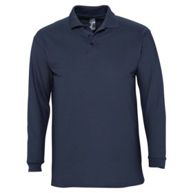 P11353318 - Рубашка поло мужская с длинным рукавом Winter II 210 темно-синяя