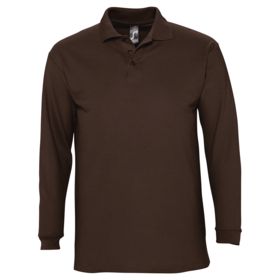 Рубашка поло мужская с длинным рукавом Winter II 210 шоколадно-коричневая (P11353398)