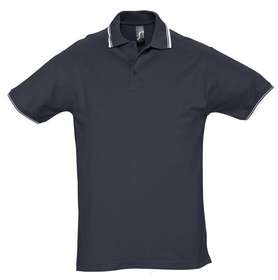P2502.40 - Рубашка поло мужская с контрастной отделкой Practice 270, темно-синий/белый