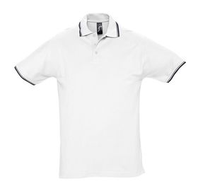 Рубашка поло мужская с контрастной отделкой Practice 270, белый/темно-синий (P2502.60)