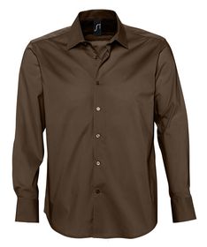 Рубашка мужская с длинным рукавом Brighton, темно-коричневая (P2508.52)