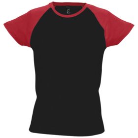 Футболка женская Milky 150, черная с красным (P4381.35)