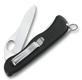 Солдатский нож с фиксатором лезвия Sentinel One Hand Clip, черный (P7750.30)